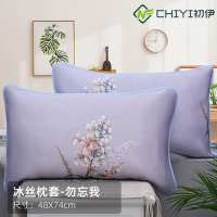 冰丝枕套一对装夏季凉爽枕头套透气单人学生儿童夏天加厚凉席配套 冰丝枕套1对-美丽人生 48cmX74cm