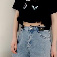 无痕弹力牛仔裤皮带学生男无扣简约百搭裤带隐形懒人腰带女ins风 黑色(有弹力)