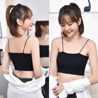 美背内衣女无钢圈文胸学生高中发育期少女聚拢抹胸裹胸罩吊带背心 黑色 均码80—125斤