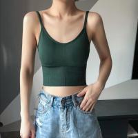 性感美背抹胸女春秋新款韩版无钢圈吊带文胸内搭裹胸学生运动内衣 牛油果绿 均码