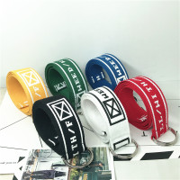 韩版时尚腰带女个性青年百搭双环扣皮带男学生简约装饰帆布裤带潮 小方格黑色 110cm