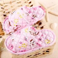 特价布拖鞋布底布艺纯棉儿童男女实木地板静音室内机洗家居家冬季 布底粉苹果 19cm/相当于29码