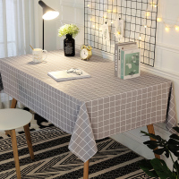 桌布防水防油免洗北欧格子网红化妆桌台布pvc布艺ins学生书桌桌垫 灰色格子升级款 40*60cm(2片装适合床头柜)