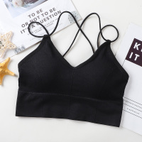 内衣无钢圈少女抹胸美背心式吊带文胸运动薄款裹胸聚拢小胸罩学生 2288：黑色 均码：80-125斤
