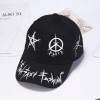 帽子男士潮牌韩版棒球帽百搭潮学生嘻哈帽街头个性鸭舌帽男女潮流 涂鸦-黑色 可调节(56-58cm)