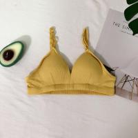 无钢圈聚拢裹胸抹胸学生小性感打底美背文胸薄款少女小胸胸罩内衣 黄色 均码