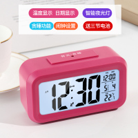 忆时聪明钟学生时钟3组闹钟创意静音电子钟儿童小闹钟夜灯床头钟 [标配版]—枚红色 —[一组闹铃+温度] 13.5厘米