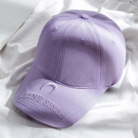 小字母刺绣淡紫色鸭舌帽女ins简约百搭棒球帽学生街头遮阳鸭舌帽 紫色 可调节[54-60CM]