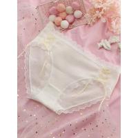 日系甜美软妹蕾丝透气棉内裤女学生少女仙女中低腰包臀胖次 奶白色 M 臀围87-95cm