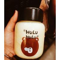 韩国玻璃杯可爱hulu熊兔子迷你学生便携胶囊水杯情侣闺蜜花茶罐子 棕色小熊