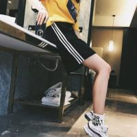 2020学生体育跑步短裤女夏季宽松运动休闲女士三条杠五分裤短裤潮 CP三杆短裤黑 S