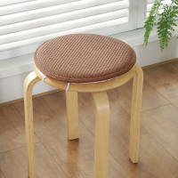 夏季圆形海绵冰丝坐垫椅垫圆凳套宝宝防滑学生坐垫藤席实木椅子垫 藤席-棕色 圆形海绵椅子垫直径30cm