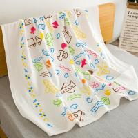 夏季轻柔薄款婴儿纯棉浴巾宝宝盖毯儿童毛巾被幼儿园学生毯子小被 120*60cm折纸飞机