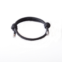 潮牌饰品简约编织手绳男女款学生情侣手工手链礼物一对不锈钢调节 黑色大绳 可调节