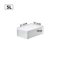 加厚收纳箱塑料家用抽屉式收纳盒衣柜学生书箱衣服整理箱收纳柜子 透明[长27.5宽18.5高10CM]5L