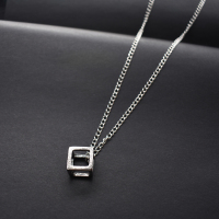 项链男个性韩版潮人男士挂件情侣嘻哈挂坠简约学生复古方块吊坠男 小四方块