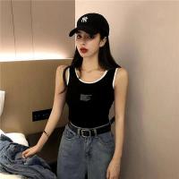 ins超火无袖T恤女夏装韩版潮学生背心少女内搭外穿修身显瘦上衣服 黑色 S