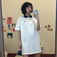 夏季短袖t恤女ins潮韩版宽松学生半袖原宿风上衣服 6206白色 M