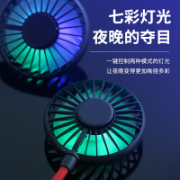挂脖子懒人随身小型风扇usb充电手持迷你便携式折叠宿舍床上学生可爱运动静音大风力厨房桌面网红同款头戴式 一代标准版[清新