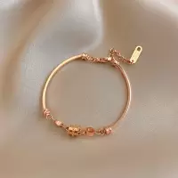 钛钢小蛮腰手链女气质网红手镯小众设计冷淡风简约学生闺蜜手饰品 小蛮腰手链(玫瑰金)