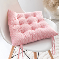 椅垫餐椅垫坐垫加厚秋冬季办公室久坐学生考研宿舍椅子垫屁股座垫 粉条纹·绑带款 35x35cm(单个装)