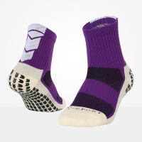 短筒足球袜男中筒训练袜毛巾底长筒袜防滑球袜女学生运动袜子 K31短筒紫色