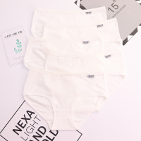 纯棉内裤女高中学生全棉少女低腰舒适白色薄款大码提臀三角裤 五条纯白色 70~108斤 L