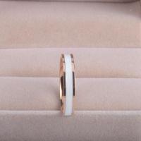 18k玫瑰金简约黑白陶瓷钛钢戒指女潮人日韩学生戒指情侣对戒指环 玫瑰金白3号