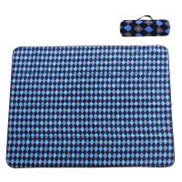 特价清仓防潮沙滩垫野餐垫 2*2米加厚防水隔热春游草坪宝宝爬行垫 绒 1.2*1.5米 蓝菱格 3mm PEVA