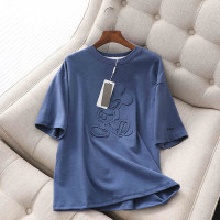 夏季2021新款ins短袖T恤女韩国新款卡通米奇学生半袖宽松洋气上衣 蓝色 M