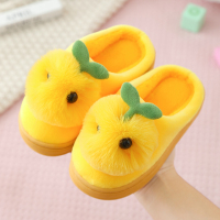 秋冬季儿童棉拖鞋卡通包跟立体头室内保暖男女童3-6岁宝宝棉拖鞋 黄色 24/25码(内长15CM 适合1-2周岁)