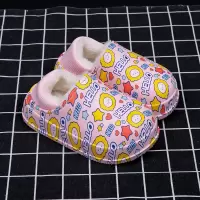 可爱儿童拖鞋冬加厚保暖外穿宝宝棉鞋女童涂鸦印花包跟小朋友棉拖 粉色 内长约15.5cm 发160码