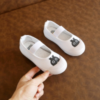 儿童帆布鞋男女童幼儿园室内外魔术贴宝宝布鞋小白鞋 升级版芭萌鸭正品 C05白色 透气软底 实心底 建议脚长+1cm=鞋内