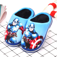 索菲亚公主女童棉拖鞋冬可爱卡通女孩毛毛鞋防滑保暖居家鞋中大童 棉拖 美国队长 蓝色 24/25 16/17码内长15.5