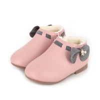 冬季女童雪地靴加绒加厚2020新款小童蝴蝶结小公主百搭短筒宝宝鞋 大棉A-8粉红色 21码内长13厘米
