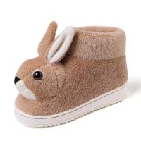 女童棉拖鞋带后跟冬可爱卡通兔男宝中大童小姑娘保暖亲子毛毛家居 米白色 235(适合34-35脚)