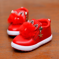 女童运动鞋秋冬童鞋韩版女童鞋公主皮靴子中大童保暖加绒棉鞋儿童 泰克宏A-7红色(单鞋) 33 内长18.5CM