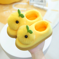 冬季儿童棉鞋卡通防滑男童包跟保暖女童公主毛绒立体头宝宝棉拖鞋 黄色(包跟) 24/25码(内长15CM 适合1-2周岁)