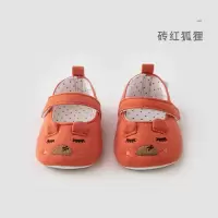 婴儿汗布护脚学步鞋宝宝新生儿外出软底学步鞋防滑春秋季 砖红狐狸 内长11cm