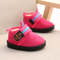 2020冬季儿童马丁靴男童靴子加绒宝宝棉鞋雪地靴女童短靴皮鞋棉靴 桃色 W-3雪地靴 内长13.5cm 22码