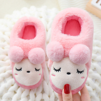 冬季儿童包跟棉拖鞋男女童卡通亲子一家三口防滑厚底立体宝宝棉鞋 粉色(包跟) 26-27码(内长16CM)