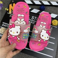 hellokitty女童拖鞋夏室内外穿防滑个性小公主凉拖鞋粉色一字拖 玫红 D26 KT 偏小一码 24 内长约15厘米