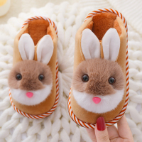 秋冬儿童棉拖鞋立体卡通头男童女童包跟防滑厚底一家三口宝宝棉鞋 咖啡色 18-19码(内长15.5cm 26-27码)