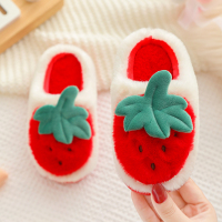 儿童包跟棉鞋冬男童女童1-3-6岁加绒保暖亲子一家三口宝宝棉拖鞋 红色 24/25码(内长15CM 适合1-2周岁)