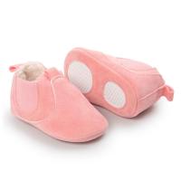 0-1岁多婴儿棉靴子男软底加绒学步鞋女保暖小棉鞋松紧套脚一脚蹬 粉红色 鞋内长11cm