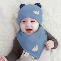 婴儿帽子春秋薄款婴幼儿网红纯棉胎帽新生儿男宝宝女可爱超萌韩版 美梦熊-花青色 只买帽子 S码:适合头围36-40cm,建