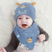 婴儿帽子春秋薄款婴幼儿男宝宝女新生儿纯棉网红胎帽可爱超萌韩版 鹿角-花青 小码:适合头围36-40cm,建议0-3月 只