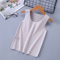 儿童无痕背心德绒多色秋冬季内穿打底衫男童女童舒适贴身发热护肚 浅灰色条条背心[无骨款] 73码[适合56-73厘米]