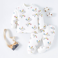 宝宝秋衣秋裤纯棉儿童保暖衣套装加厚婴儿秋冬夹棉内衣裤男童衣服 三生花 66cm