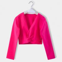 儿童舞蹈服长袖女童练功服小外套披肩坎肩上衣秋冬毛衣加绒 玫红(A款) 110cm
